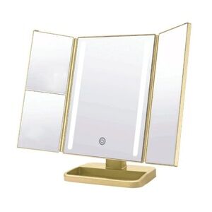 Gold LED Tri-Fold Mirror vanity led foldable mirror